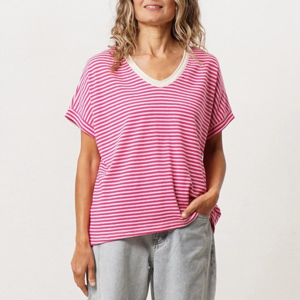 Striped t-shirt (rapport) in cotton with elastane