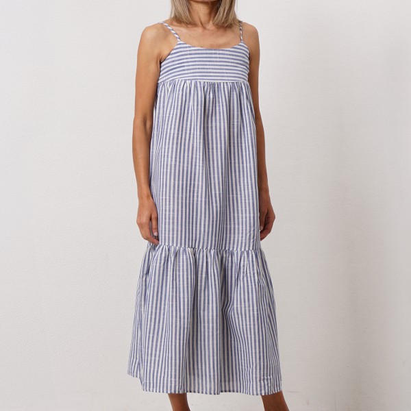 striped dress with ruffles