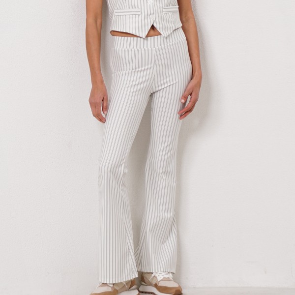 bell-bottom striped pants with elastane