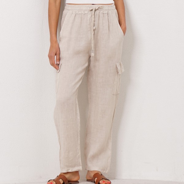 100% linen pants with pockets