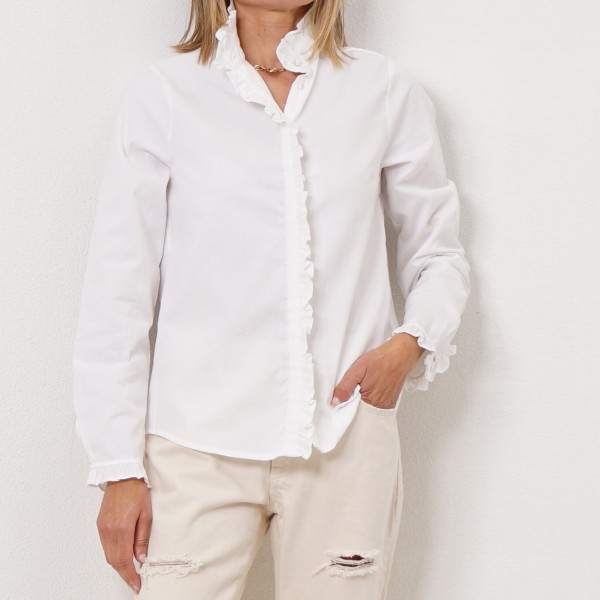 poplin blouse with ruffles