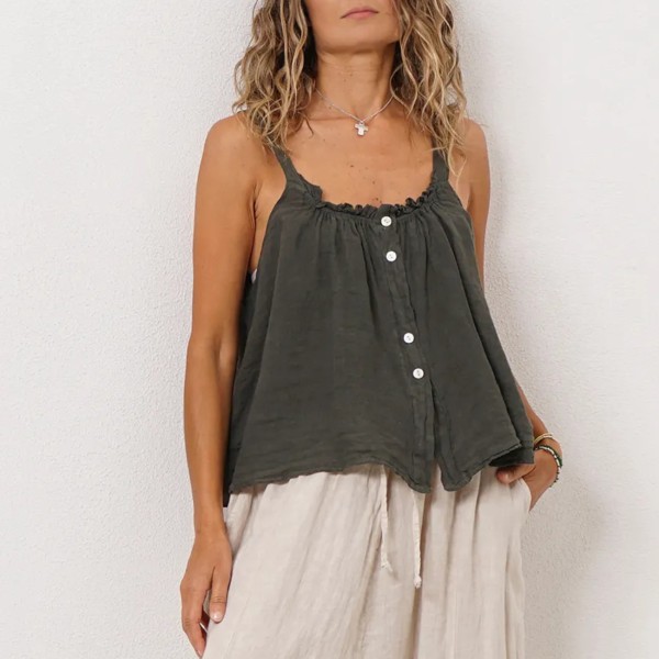 Top 100% linen with buttons (premium)