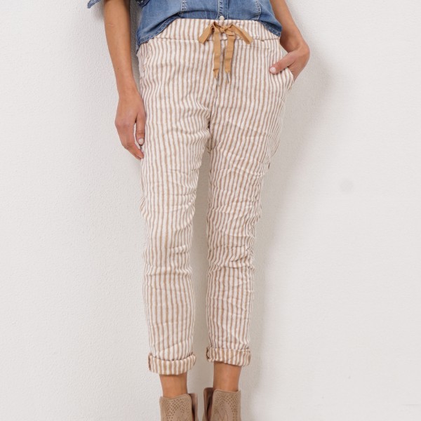 striped pants w/ elastic + tie