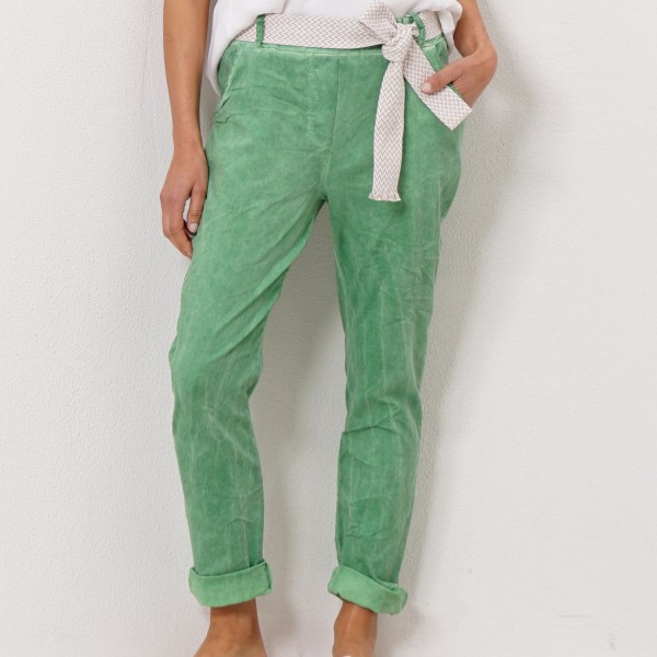 twill pants w/ elastane + belt