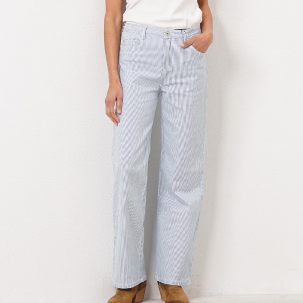 Denim pants with stripes