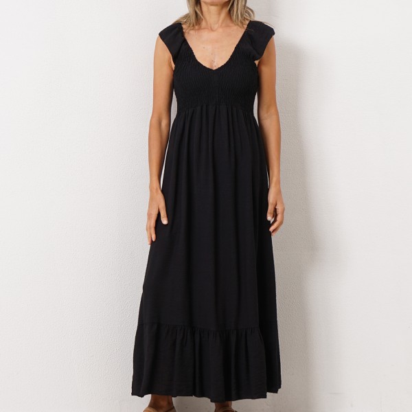 dress with/ ruffles and gathers