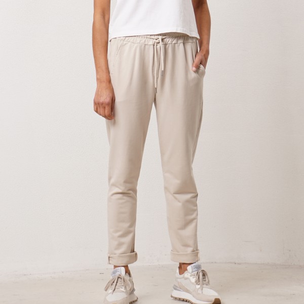Cotton pants with plush lining and drawstring