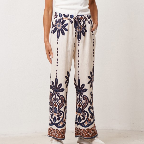 Printed crepe palazzo pants