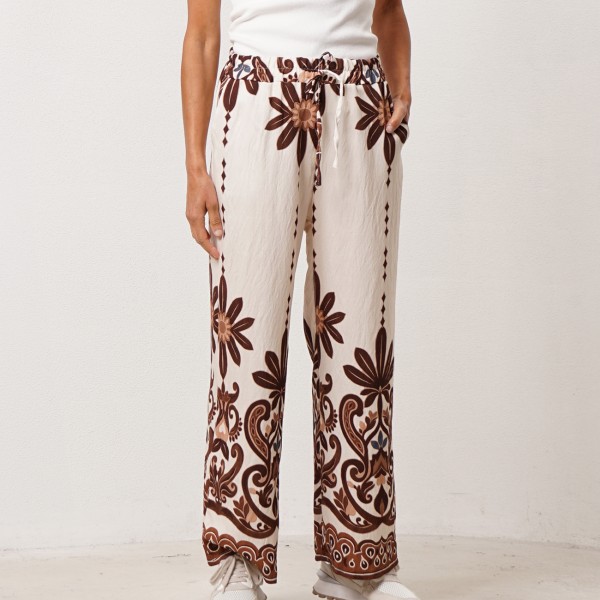 Printed crepe palazzo pants