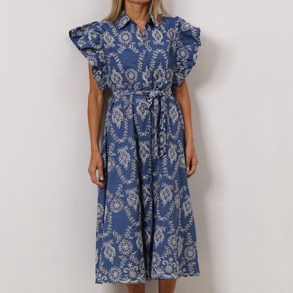 denim dress with embroidery