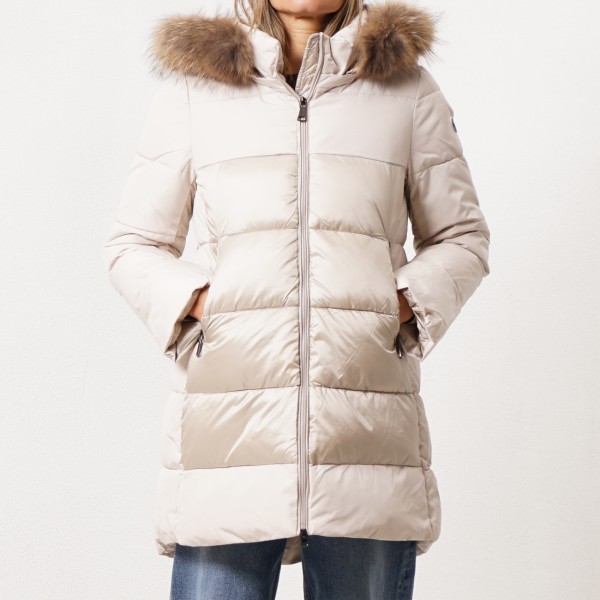 Padded jacket with natural fur hood