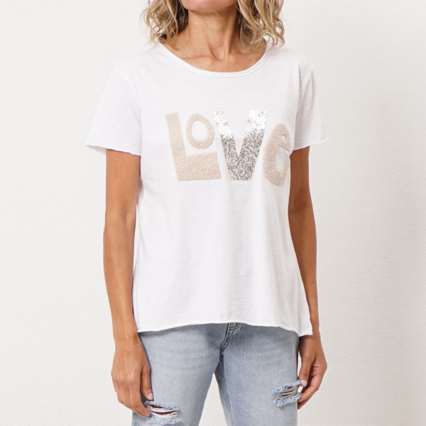 t-shirt with terrycloth appliqué