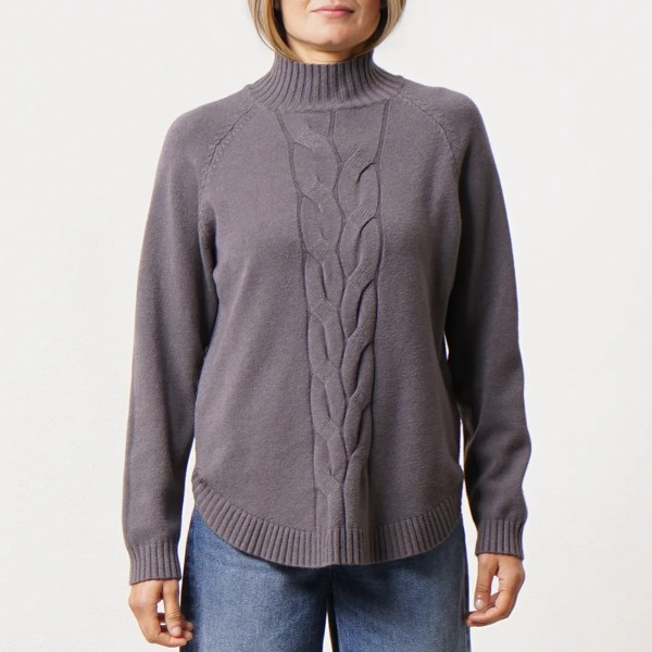Knit sweater with braid