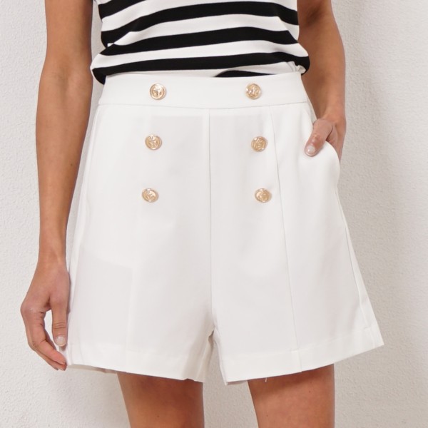 twill shorts with gold buttons