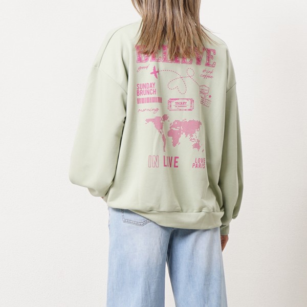 sweatshirt in oversize printed fleece (premium)