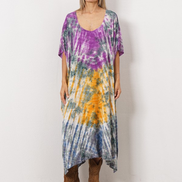 tie dye dress in rayon (natural fiber - soft texture)