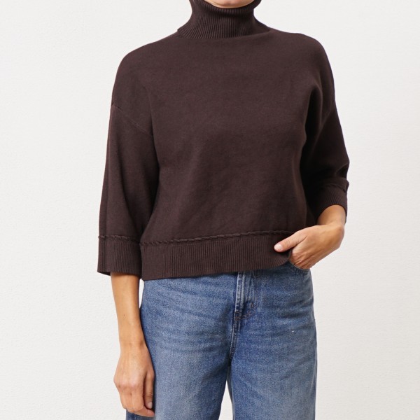 3/4 sleeve knit shirt with picot trim