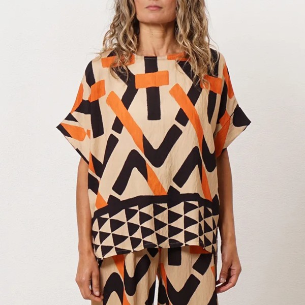 Printed crepe blouse