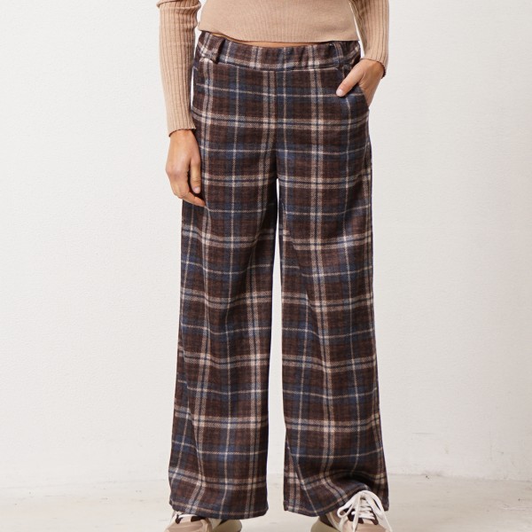 Wide-leg pants in knit fabric with elastane