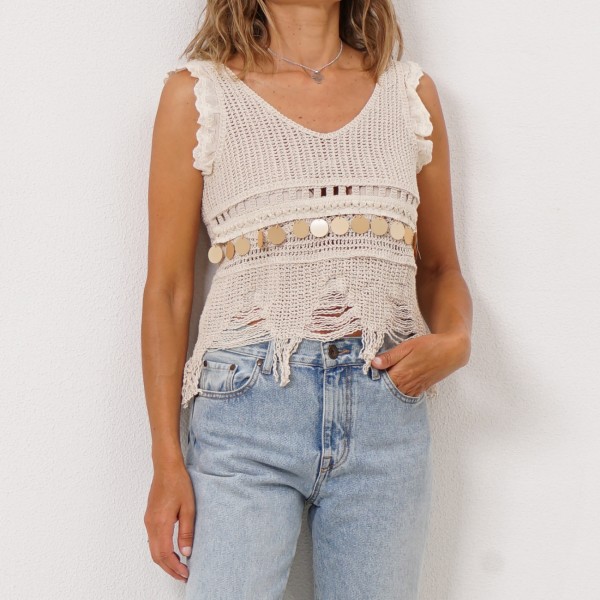 crochet top with appliqués