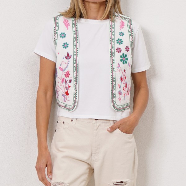 fabric vest with embroidery