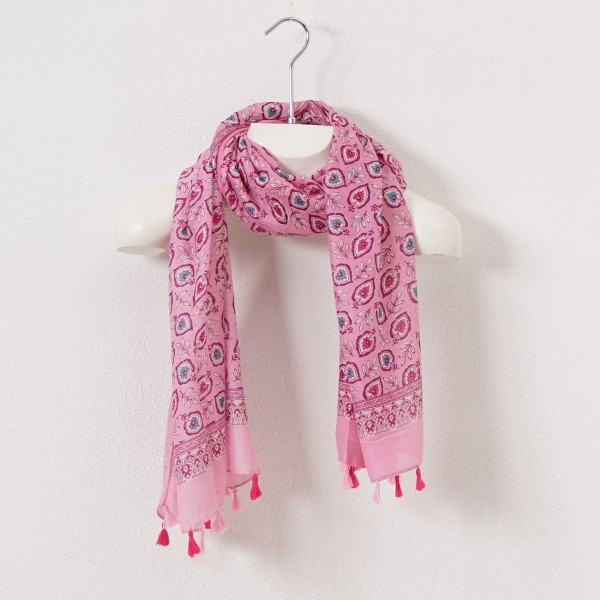 cotton/viscose scarf with trinkets