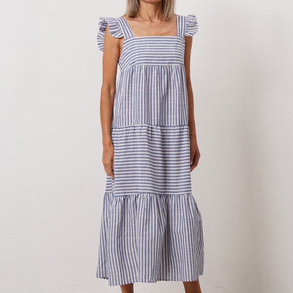 striped dress with ruffles and ruffles