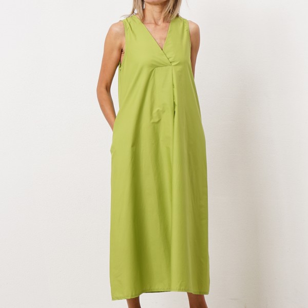 A-line poplin dress with 100% cotton cuffs