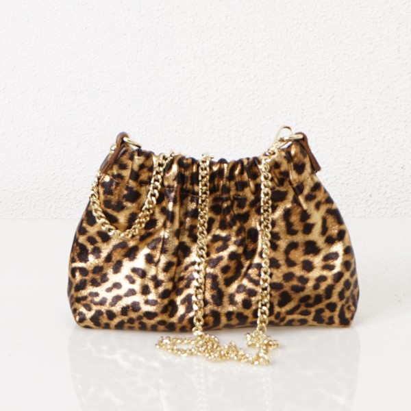 animal leather pochete printing w/shine