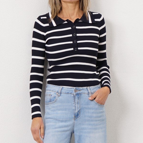 ribbed knit striped bodysuit with viscose