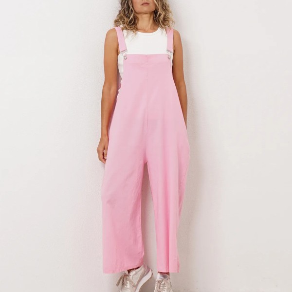 Oversized cotton mesh overalls