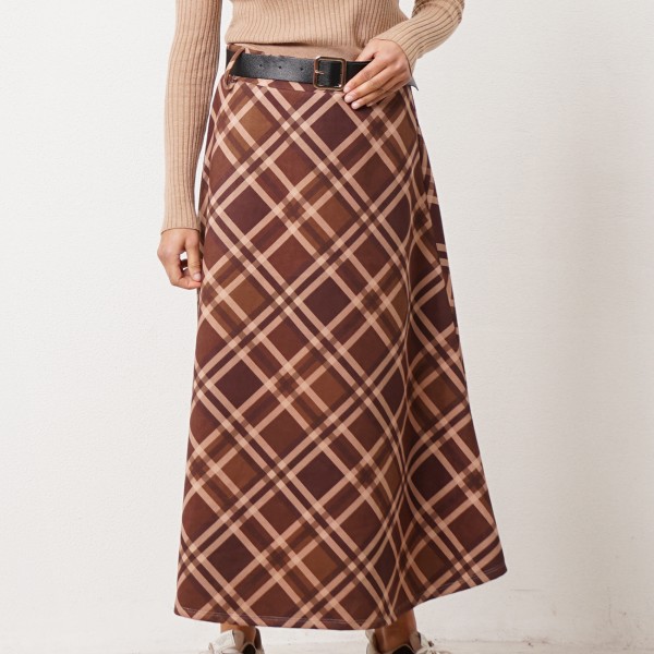 Suede flared skirt with elastane