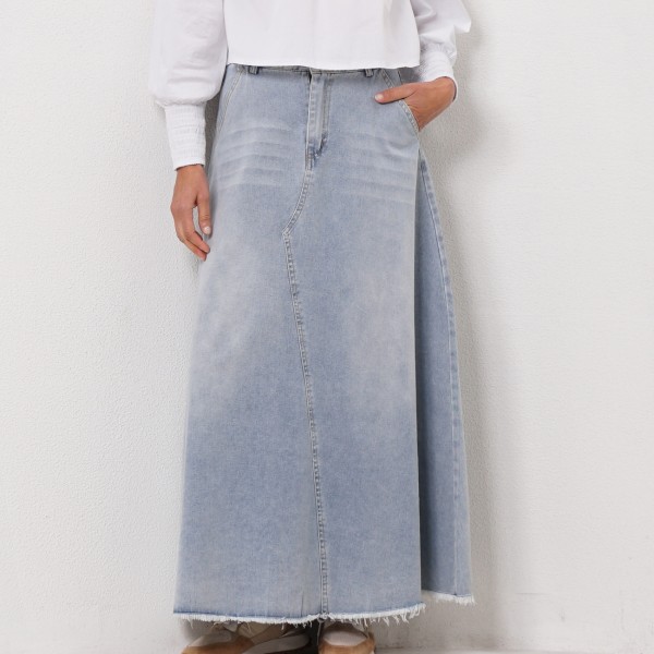 flared denim skirt