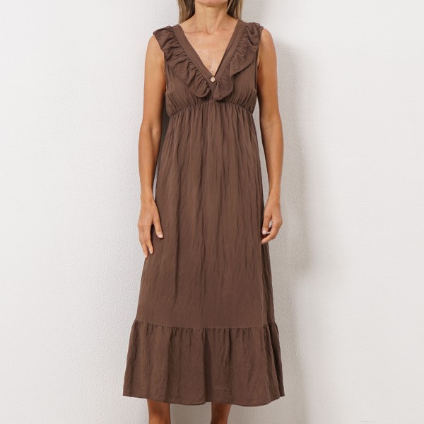 dress with/ ruffles and gathers