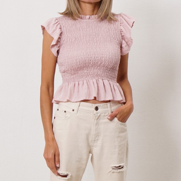 blouse with/ruffles + elastics