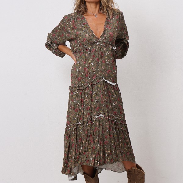 viscose dress with/ gathers