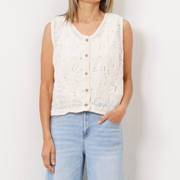 vest in tricôt c/ application of sequins