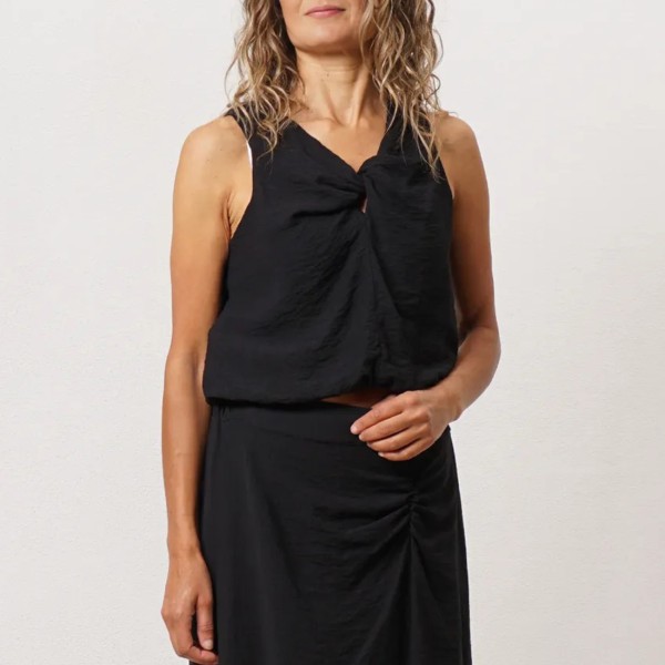 Crepe top with balloon waist
