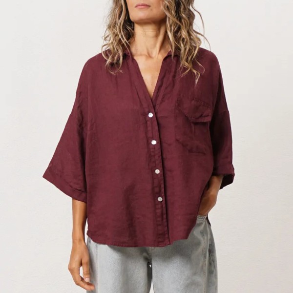 100% linen blouse with pocket (premium)