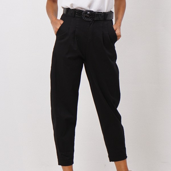 twill pants with pleats