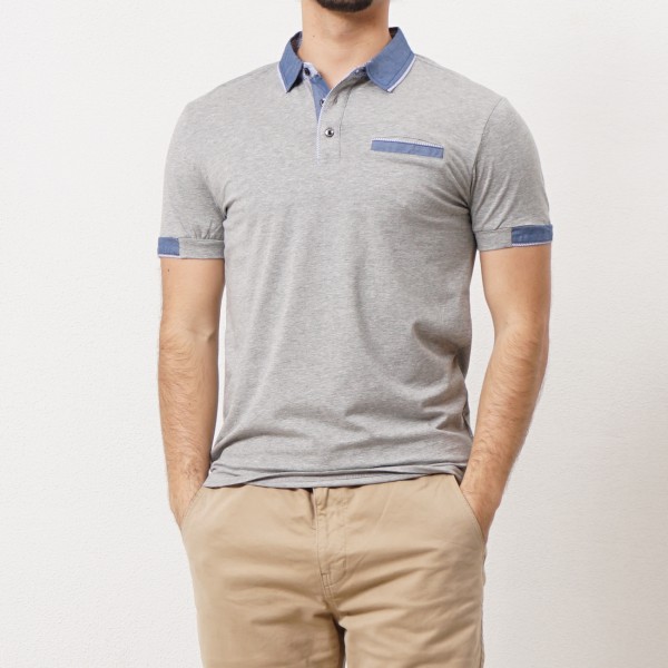 polo in mesh c/ elastane (applications in denim)