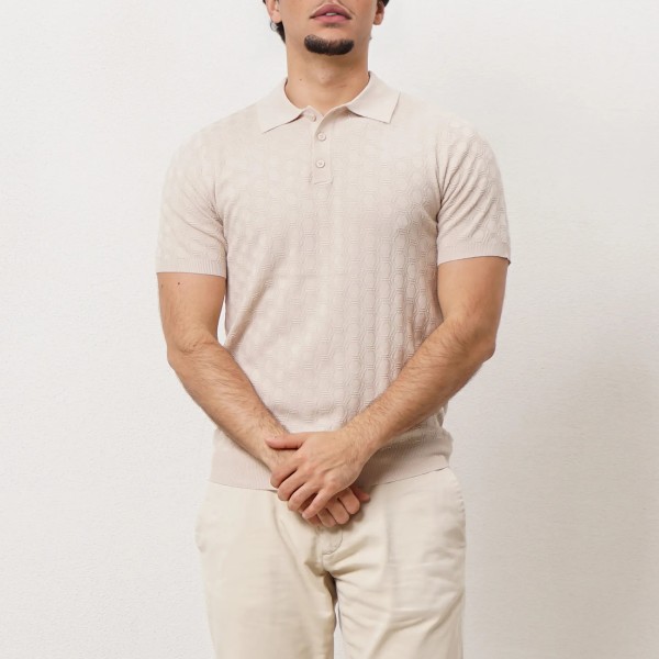 knitted polo shirt (faux plain)