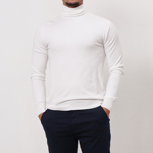 high-neck knit sweater with elastane