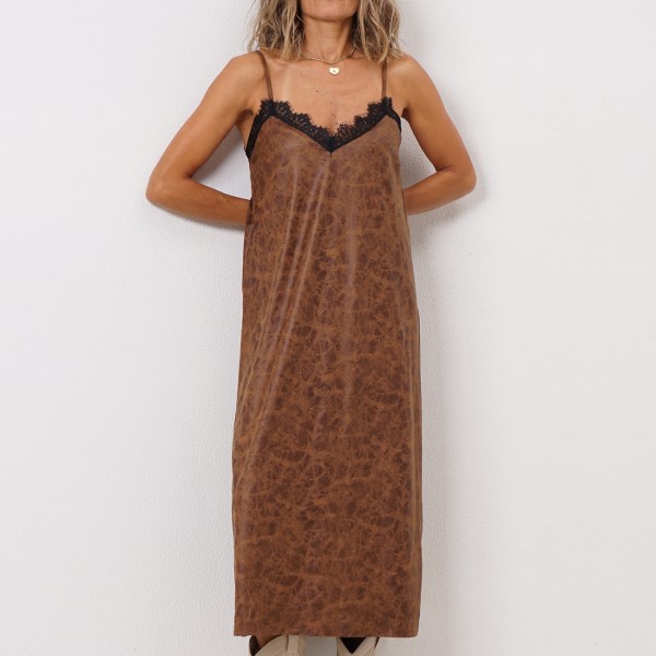 eco-leather dress with lace