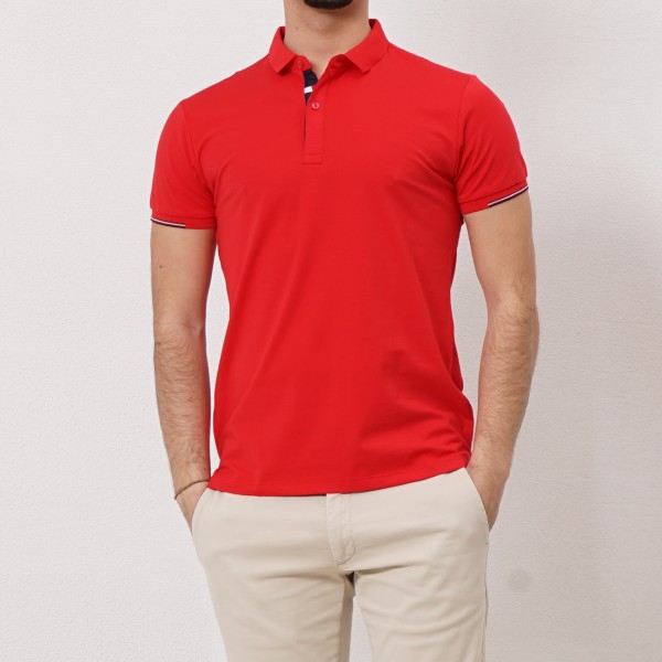 cotton polo shirt with appliqués and elastane