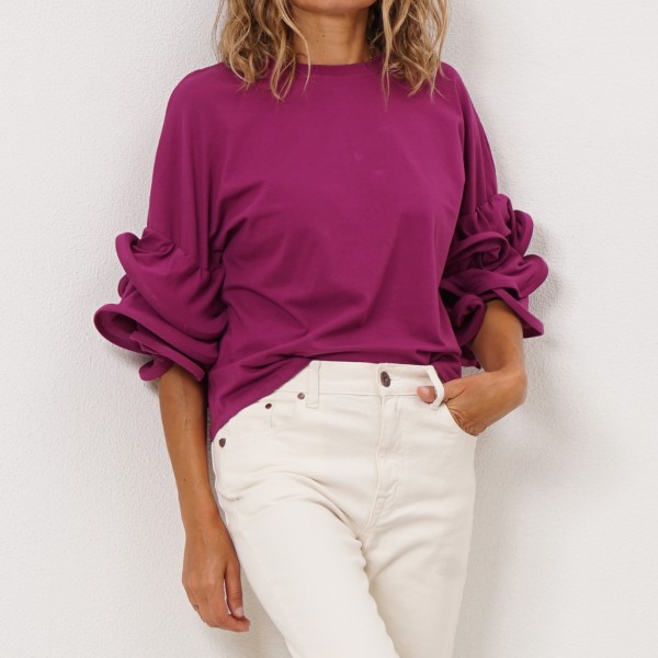 knitted blouse with/ruffles
