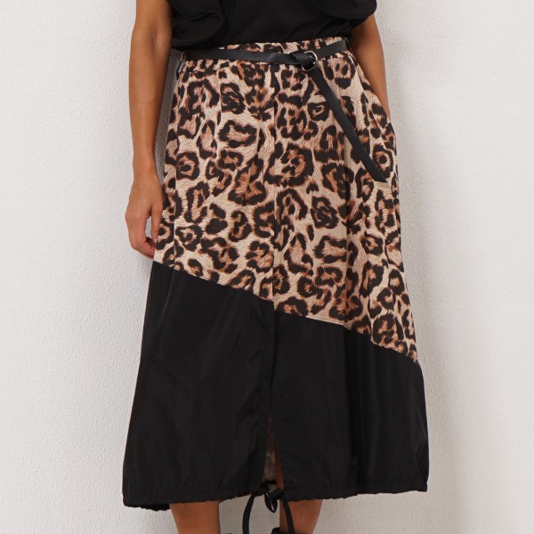 fabric mix skirt (animal print)