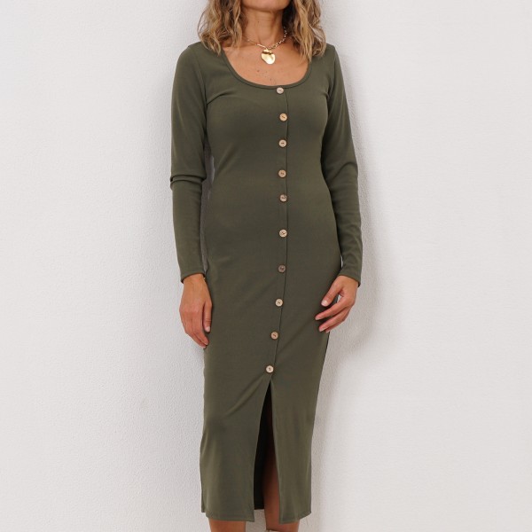 ribbed knit dress with elastane