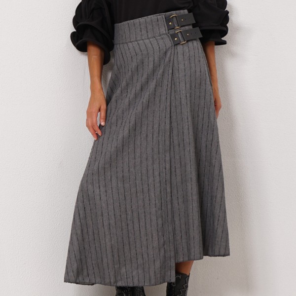 asymmetrical skirt with buckles