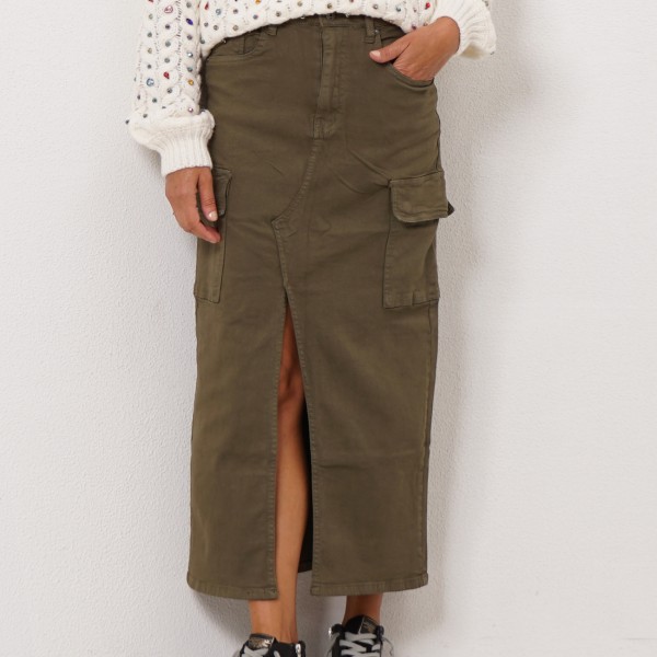 denim skirt with side pockets